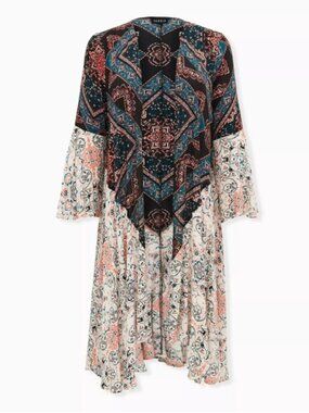 Torrid EUC size 3 Festival Mix Print Kimono Colorful Paisley Boho